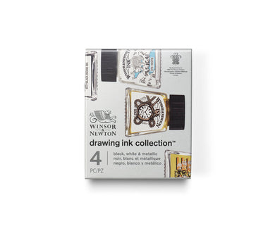 Winsor & Newton Drawing Ink Collection Indian Black, White & Metallics