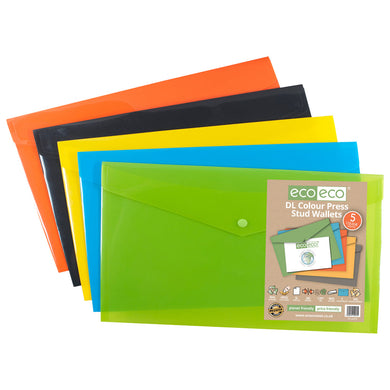 Eco Press Stud Wallet Assorted Colours DL 50% Recycled