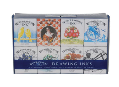Set of 8 Winsor & Newton Drawing Inks 14ml Henry Collection