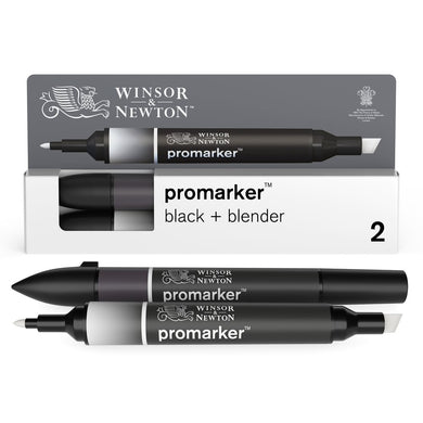 Winsor & Newton Promarker Metallic Black + Blender (2pk)