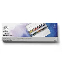 Load image into Gallery viewer, W&amp;N Cotman Water Colours Metal Sketchers Box - 24 Half Pans