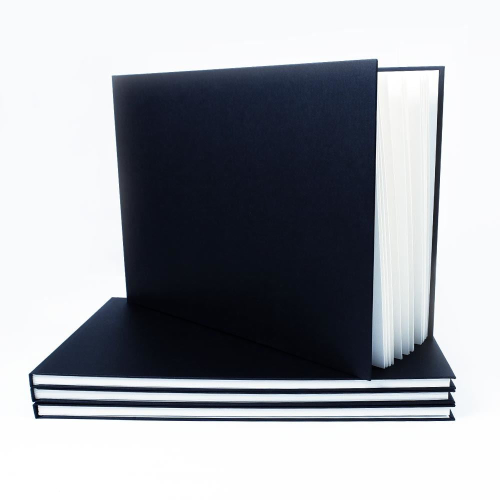 A3 Landscape Black Cloth Hardbacked Sketchbook 92 pages, 140gsm