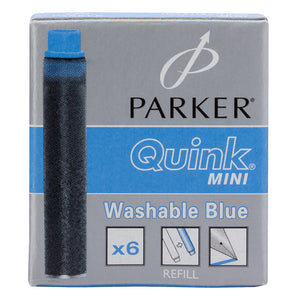 Parker Quink Mini Washable Ink Cartridges Blue