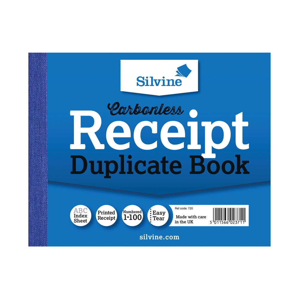 Silvine Carbonless Receipt Duplicate Book 127x105mm