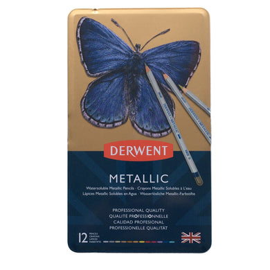 Derwent Metallic Watersoluble Pencil Tin of 12