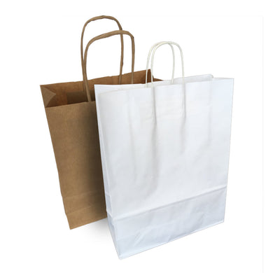 Twisted Handle Kraft Paper Bags Brown/White 12