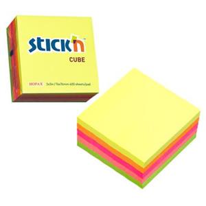 Sticky Notes Cube 76x76mm Neon Assorted
