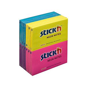 Sticky Notes 76x127mm Assorted Neon Pack 12