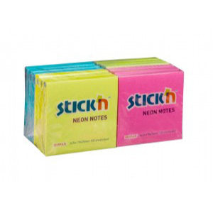 Sticky Notes 76x76mm Neon Pack 12