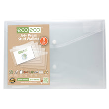 Load image into Gallery viewer, Eco Press Stud Wallet Clear A4+ 95% Recycled