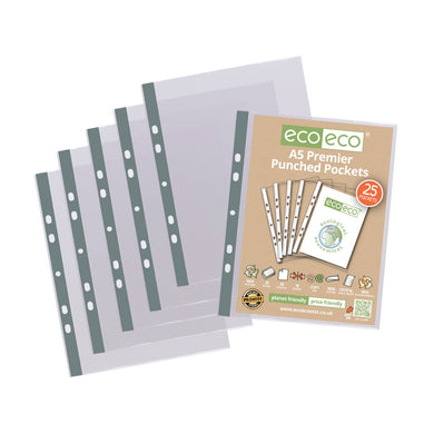 Premier A5 100% Recycled Punched Pockets Pack 25